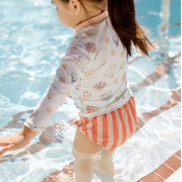 Pehr Baby Swim Rash Guard & Bloomer Seashells Stripes 12 - 24 months New w/Tags - Picture 1 of 3
